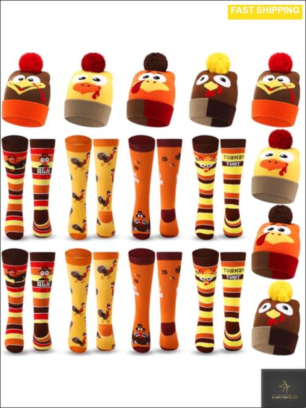 Turkey Trot Costume Set Hats and Socks Polyester